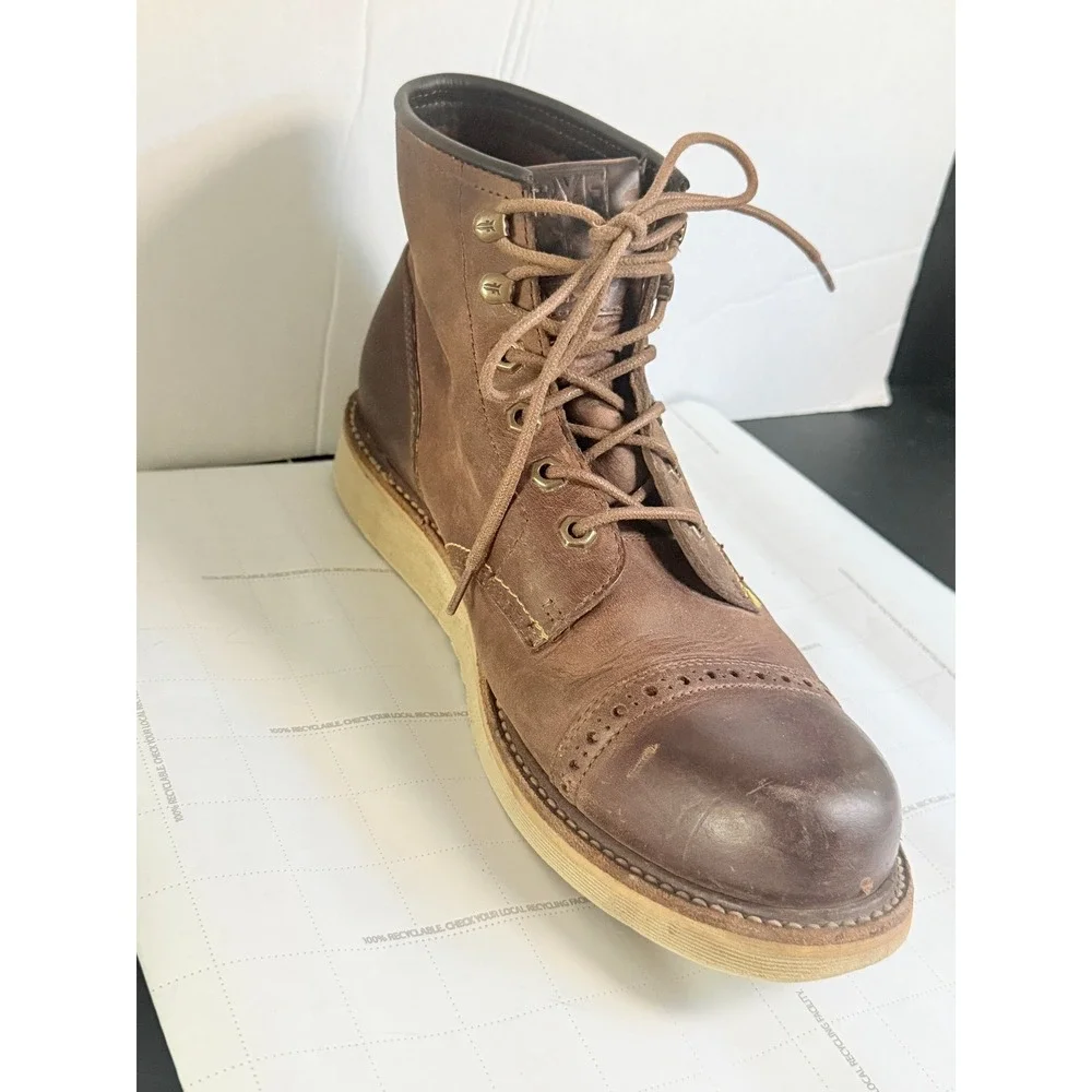 Frye Mens Dakota Cap Toe Sunrise Antique Leather Lace Boots Size 11.5 Heritage